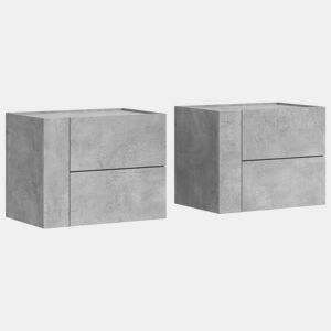 Lote de 2 Mesas De Cabeceira De Parede Mesinhas De Cabeceira - 45x30x35 cm cinzento cimento