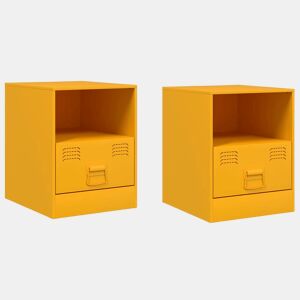 Lote de 2 Mesas De Cabeceira - Mesinhas De Cabeceira 34,5x39x44 cm aço amarelo mostarda