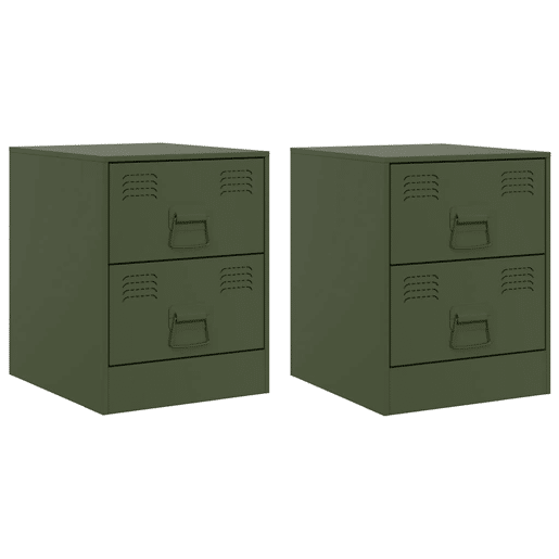 Lote de 2 Mesas De Cabeceira - Mesinhas De Cabeceira 34,5x39x44 cm aço verde