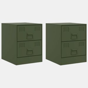 Lote de 2 Mesas De Cabeceira - Mesinhas De Cabeceira 34,5x39x44 cm aço verde