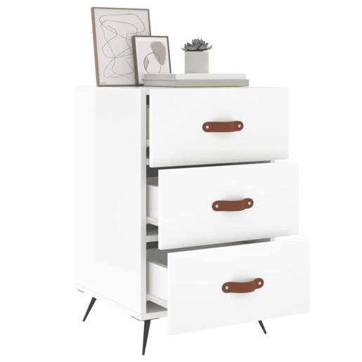 Mesa De Cabeceira - Mesinha De Cabeceira 40x40x66cm derivados madeira branco brilhante