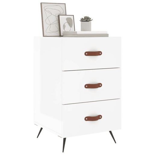 Mesa De Cabeceira - Mesinha De Cabeceira 40x40x66cm derivados madeira branco brilhante