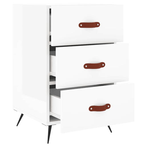 Mesa De Cabeceira - Mesinha De Cabeceira 40x40x66cm derivados madeira branco brilhante
