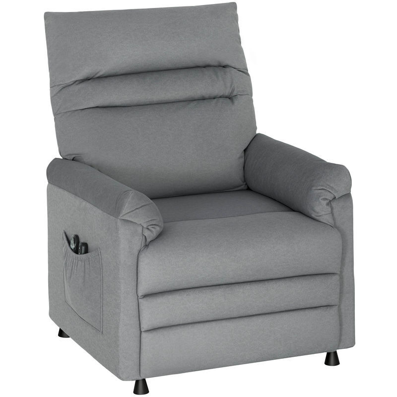 Homcom sillón relax reclinable eléctrico, con calor lumbar y masaje vibración, sillón masaje relax, motor silencioso, función de memoria, bolsillos, control remoto con usb, tejido pet-friendly, gris