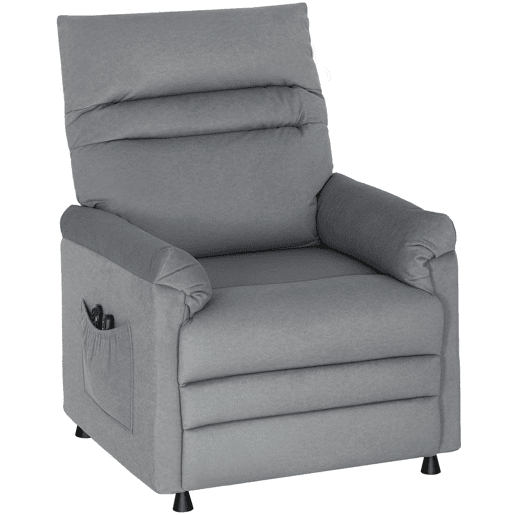 HOMCOM Poltrona de Massagem com Aquecimento Lombar e Massagem por Vibração Poltrona Relax Reclinável Elétrica Motor Silencioso Função de Memória Bolsos Laterais e Controlo Remoto 82x99x106 cm Cinzento