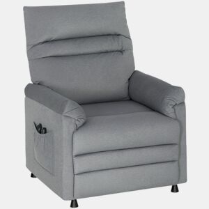 HOMCOM Poltrona de Massagem com Aquecimento Lombar e Massagem por Vibração Poltrona Relax Reclinável Elétrica Motor Silencioso Função de Memória Bolsos Laterais e Controlo Remoto 82x99x106 cm Cinzento