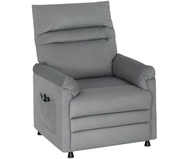 Homcom sillón relax reclinable eléctrico, con calor lumbar y masaje vibración, sillón masaje relax, motor silencioso, función de memoria, bolsillos, control remoto con usb, tejido pet-friendly, gris