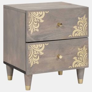 Lote de 2 Mesa De Cabeceira - Mesinha De Cabeceira com gaveta Cinzeto 40 x 33 x 46 cm