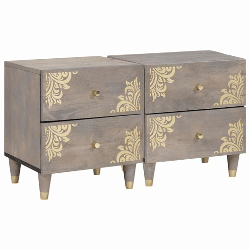 Lote de 2 Mesa De Cabeceira - Mesinha De Cabeceira com gaveta Cinzeto 40 x 33 x 46 cm