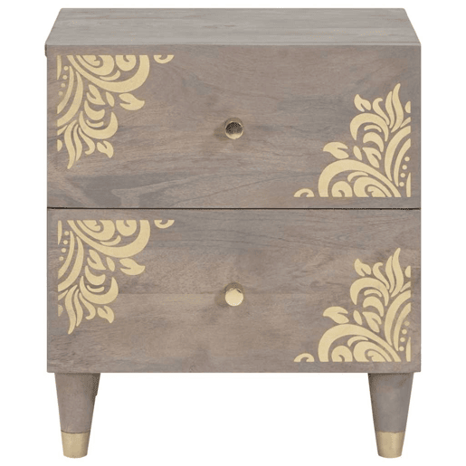Lote de 2 Mesa De Cabeceira - Mesinha De Cabeceira com gaveta Cinzeto 40 x 33 x 46 cm