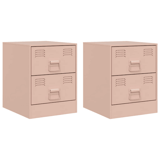 Lote de 2 Mesas De Cabeceira - Mesinhas De Cabeceira 34,5x39x44 cm aço rosa