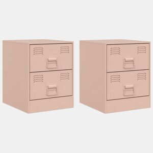 Lote de 2 Mesas De Cabeceira - Mesinhas De Cabeceira 34,5x39x44 cm aço rosa