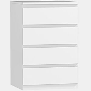 HOMCOM Cómoda com 4 Gavetas com Fecho Suave Cómoda para Quarto Sala de Estar Escritório Estilo Moderno 45x40x68 cm Branco