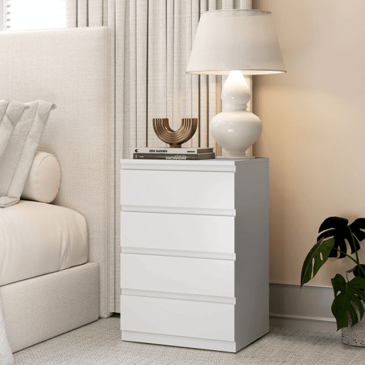 HOMCOM Cómoda com 4 Gavetas com Fecho Suave Cómoda para Quarto Sala de Estar Escritório Estilo Moderno 45x40x68 cm Branco HOMCOM Cómoda com 4 Gavetas com Fecho Suave Cómoda para Quarto Sala de Estar Escritório Estilo Moderno 45x40x68 cm Branco
