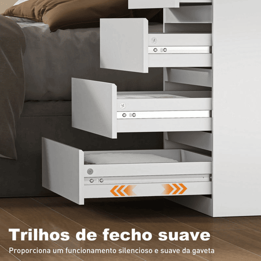 HOMCOM Cómoda com 4 Gavetas com Fecho Suave Cómoda para Quarto Sala de Estar Escritório Estilo Moderno 45x40x68 cm Branco HOMCOM Cómoda com 4 Gavetas com Fecho Suave Cómoda para Quarto Sala de Estar Escritório Estilo Moderno 45x40x68 cm Branco