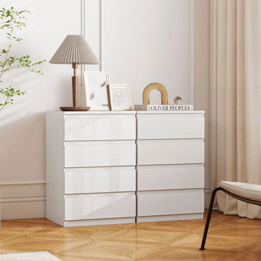 HOMCOM Cómoda com 4 Gavetas com Fecho Suave Cómoda para Quarto Sala de Estar Escritório Estilo Moderno 45x40x68 cm Branco HOMCOM Cómoda com 4 Gavetas com Fecho Suave Cómoda para Quarto Sala de Estar Escritório Estilo Moderno 45x40x68 cm Branco