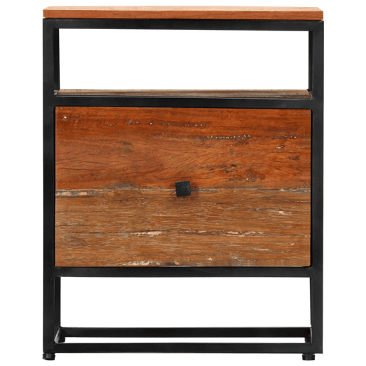 Mesa De Cabeceira - Mesinha De Cabeceira 40x30x50 cm madeira recuperada maciça e aço
