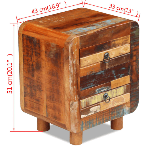 Mesa De Cabeceira - Mesinha De Cabeceira 43x33x51 cm madeira reciclada maciça