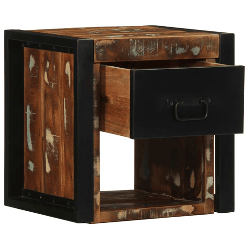 Mesa De Cabeceira - Mesinha De Cabeceira multicor 40x35x40cm madeira maciça recuperada