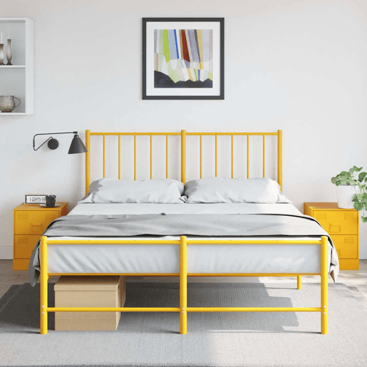 Lote de 2 Mesas De Cabeceira - Mesinhas De Cabeceira 34,5x39x44 cm aço amarelo