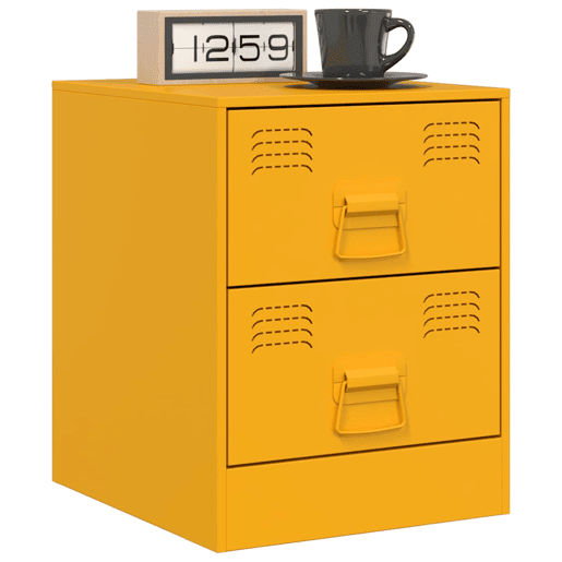 Lote de 2 Mesas De Cabeceira - Mesinhas De Cabeceira 34,5x39x44 cm aço amarelo