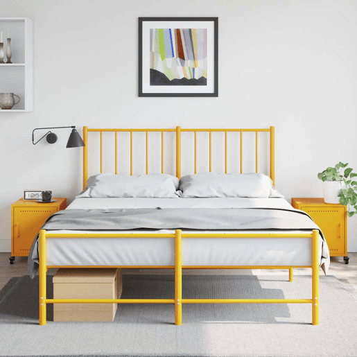 Lote de 2 Mesas De Cabeceira - Mesinhas De Cabeceira 36x39x43,5 cm aço amarelo mostarda