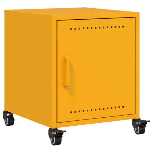 Lote de 2 Mesas De Cabeceira - Mesinhas De Cabeceira 36x39x43,5 cm aço amarelo mostarda