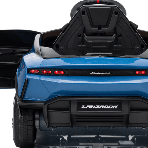AIYAPLAY Carro Elétrico para Crianças acima de 3 Anos Lamborghini Infantil a Bateria 12V com Controlo Remoto 2,4G Motor Duplo Rodas com Suspensão Portas Estilo Tesoura Faróis Música USB 101,5x49x43 cm Azul