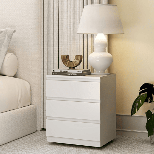 HOMCOM Cómoda com 3 Gavetas com Fecho Suave Cómoda para Quarto Sala de Estar Escritório Estilo Moderno 45x40x52,8 cm Branco HOMCOM Cómoda com 3 Gavetas com Fecho Suave Cómoda para Quarto Sala de Estar Escritório Estilo Moderno 45x40x52,8 cm Branco