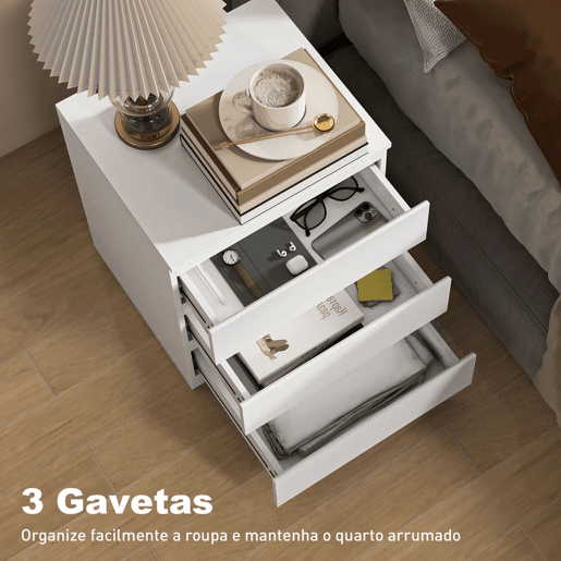 HOMCOM Cómoda com 3 Gavetas com Fecho Suave Cómoda para Quarto Sala de Estar Escritório Estilo Moderno 45x40x52,8 cm Branco HOMCOM Cómoda com 3 Gavetas com Fecho Suave Cómoda para Quarto Sala de Estar Escritório Estilo Moderno 45x40x52,8 cm Branco
