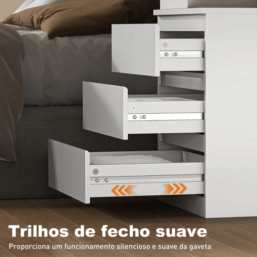 HOMCOM Cómoda com 3 Gavetas com Fecho Suave Cómoda para Quarto Sala de Estar Escritório Estilo Moderno 45x40x52,8 cm Branco HOMCOM Cómoda com 3 Gavetas com Fecho Suave Cómoda para Quarto Sala de Estar Escritório Estilo Moderno 45x40x52,8 cm Branco