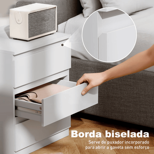 HOMCOM Cómoda com 3 Gavetas com Fecho Suave Cómoda para Quarto Sala de Estar Escritório Estilo Moderno 45x40x52,8 cm Branco HOMCOM Cómoda com 3 Gavetas com Fecho Suave Cómoda para Quarto Sala de Estar Escritório Estilo Moderno 45x40x52,8 cm Branco