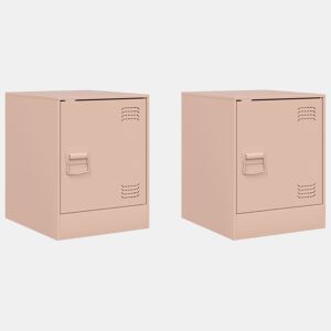Lote de 2 Mesas De Cabeceira - Mesinhas De Cabeceira 34,5x39x44 cm aço rosa