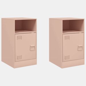 Lote de 2 Mesas De Cabeceira - Mesinhas De Cabeceira 34,5x39x62 cm aço rosa