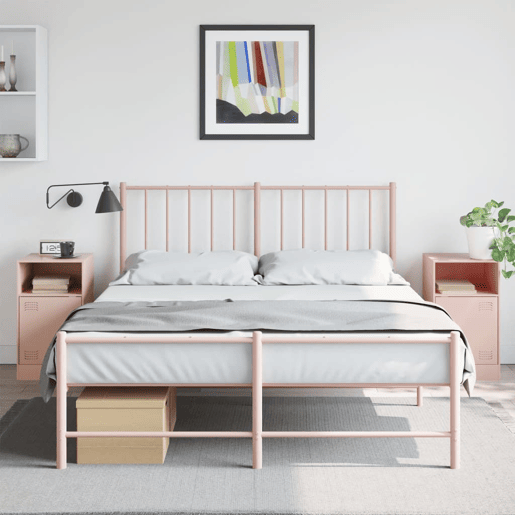 Lote de 2 Mesas De Cabeceira - Mesinhas De Cabeceira 34,5x39x62 cm aço rosa