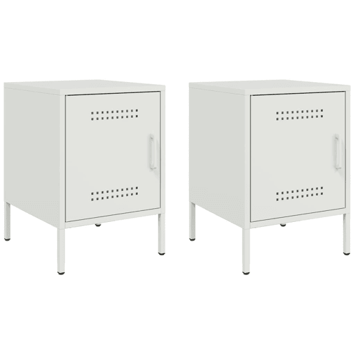 Lote de 2 Mesas De Cabeceira - Mesinhas De Cabeceira 36x39x50,5 cm aço branco