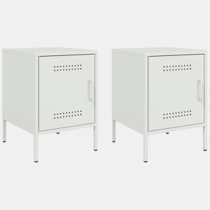 Lote de 2 Mesas De Cabeceira - Mesinhas De Cabeceira 36x39x50,5 cm aço branco