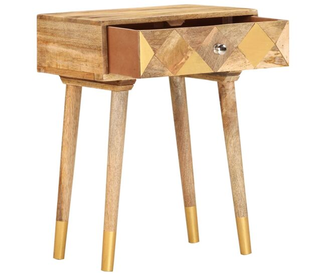Mesita de noche - mesilla de noche de madera maciza de mango 43x30x58 cm