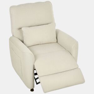 HOMCOM Poltrona de Massagem Relax com Aquecimento Lombar e Massagem por Vibração Poltrona Reclinável Elétrica Motor Silencioso Função de Memória Bolsos Laterais Controle Remoto 88x93x102 cm Creme