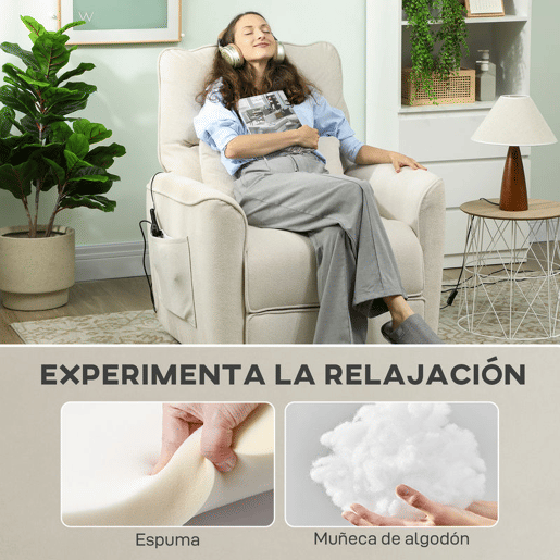 HOMCOM Poltrona de Massagem Relax com Aquecimento Lombar e Massagem por Vibração Poltrona Reclinável Elétrica Motor Silencioso Função de Memória Bolsos Laterais Controle Remoto 88x93x102 cm Creme HOMCOM Poltrona de Massagem Relax com Aquecimento Lombar e Massagem por Vibração Poltrona Reclinável Elétrica Motor Silencioso Função de Memória Bolsos Laterais Controle Remoto 88x93x102 cm Creme
