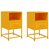 Lote de 2 Mesas De Cabeceira - Mesinhas De Cabeceira 36x39x60,5 cm aço amarelo mostarda