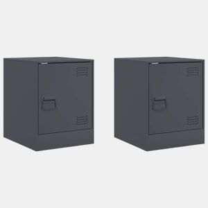 Lote de 2 Mesas De Cabeceira - Mesinhas De Cabeceira 34,5x39x44 cm aço antracite