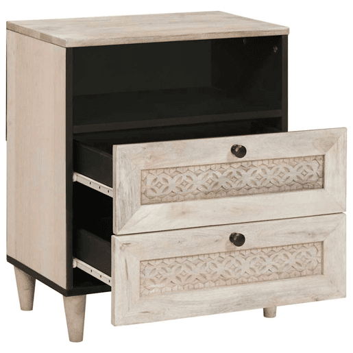Mesa De Cabeceira - Mesinha De Cabeceira com gaveta Bege 50 x 33 x 60 cm
