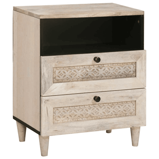 Mesa De Cabeceira - Mesinha De Cabeceira com gaveta Bege 50 x 33 x 60 cm