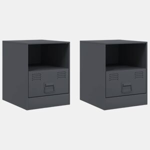 Lote de 2 Mesas De Cabeceira - Mesinhas De Cabeceira 34,5x39x44 cm aço antracite