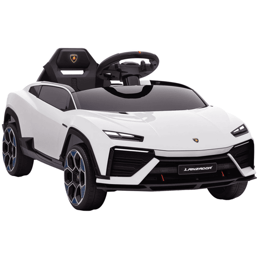 AIYAPLAY Carro Elétrico para Crianças acima de 3 Anos Lamborghini Infantil a Bateria 12V com Controlo Remoto 2,4G Motor Duplo Rodas com Suspensão Portas Estilo Tesoura Faróis Música USB 101,5x49x43 cm Branco