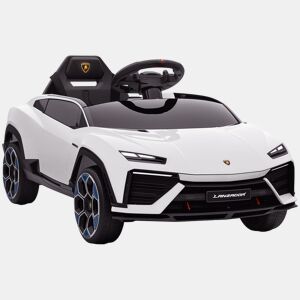 AIYAPLAY Carro Elétrico para Crianças acima de 3 Anos Lamborghini Infantil a Bateria 12V com Controlo Remoto 2,4G Motor Duplo Rodas com Suspensão Portas Estilo Tesoura Faróis Música USB 101,5x49x43 cm Branco