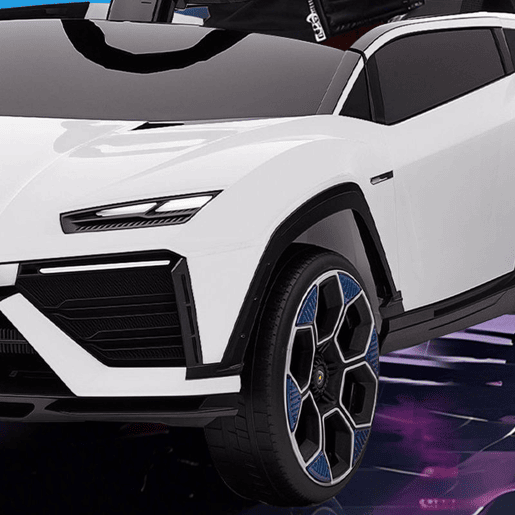 AIYAPLAY Carro Elétrico para Crianças acima de 3 Anos Lamborghini Infantil a Bateria 12V com Controlo Remoto 2,4G Motor Duplo Rodas com Suspensão Portas Estilo Tesoura Faróis Música USB 101,5x49x43 cm Branco