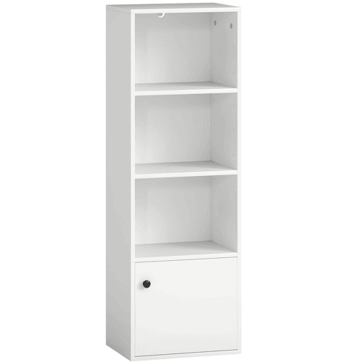 HOMCOM Estante de 4 Níveis Estante para Livros com Prateleiras Ajustáveis e Armário Estante Moderna para Sala de Estar Quarto Estúdio Escritório 40x30x120 cm Branco