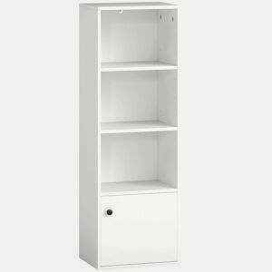 HOMCOM Estante de 4 Níveis Estante para Livros com Prateleiras Ajustáveis e Armário Estante Moderna para Sala de Estar Quarto Estúdio Escritório 40x30x120 cm Branco